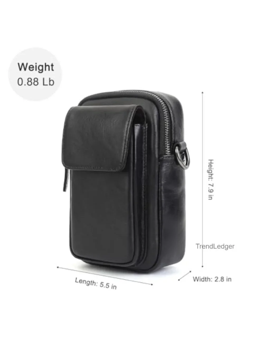 Genuine Leather Crossbody Bag Small Messenger Purse Adjustable Strap